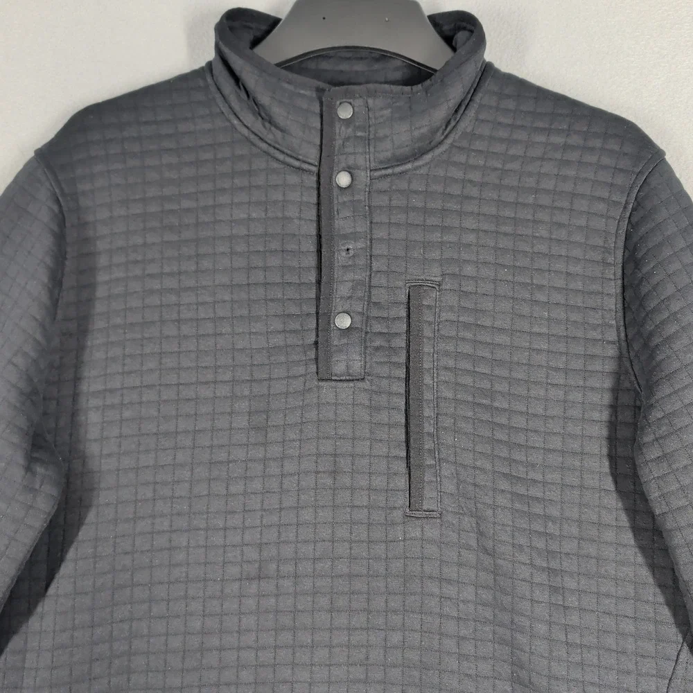 Vineyard Vines Pullover Mens XL Black Performance Quilted Snap Mock Neck Sweater